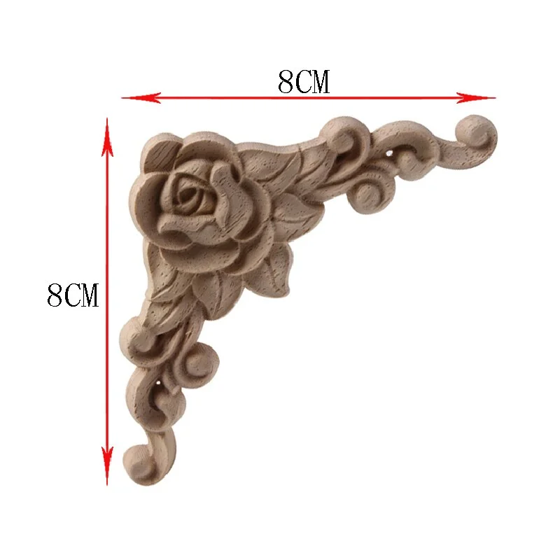 YJXDM Exquisite Customized Natural Rose Long Wooden Furniture Decoration Accessories Cabinet Wood Applique Wood Decal Wood Frame