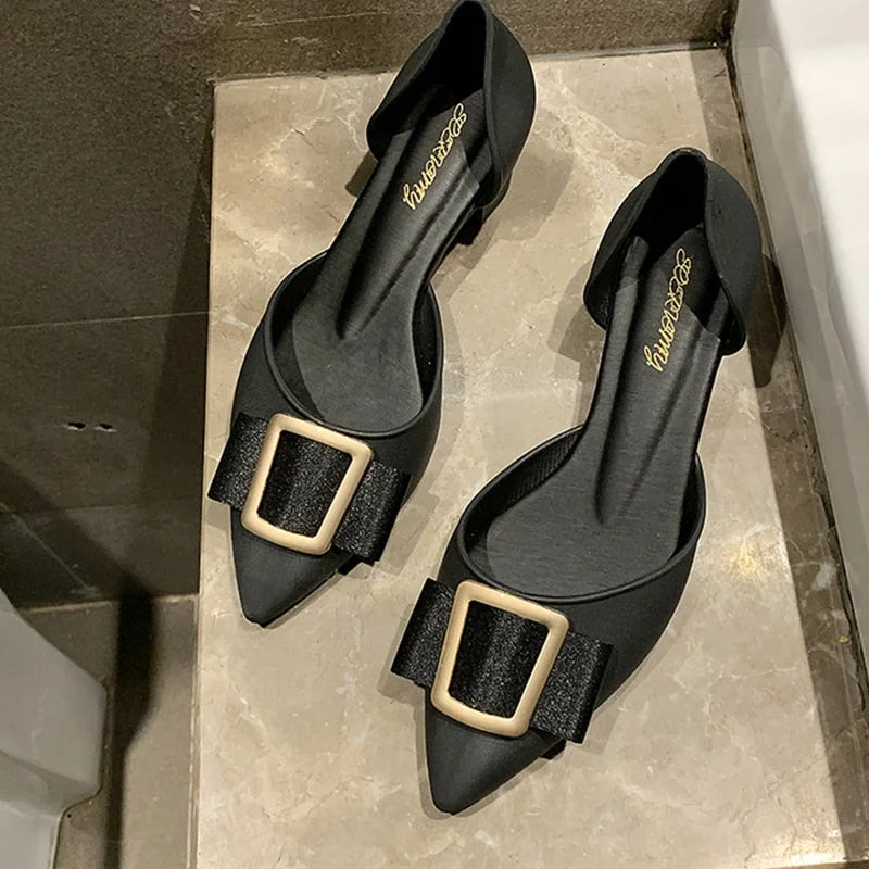 Elegant Ladies High Heels Women Jelly Shoes Trend Square Buckle 2020 Summer Pointed Toe Set Black Woman Shoes Pumps