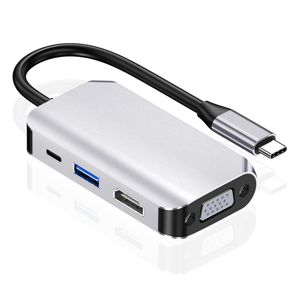 

USB C Hub 4 in 1 USBC to USB 3.0 60W PD VGA 4K HDMI-compatible Adapter for PC Phone, 501 Original