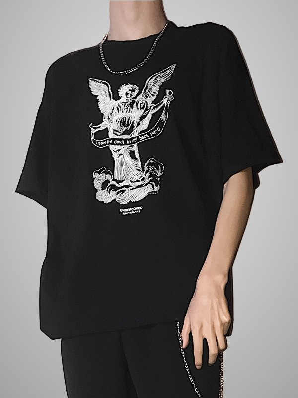 Vintage Roman Angel Printed Loose T-shirt