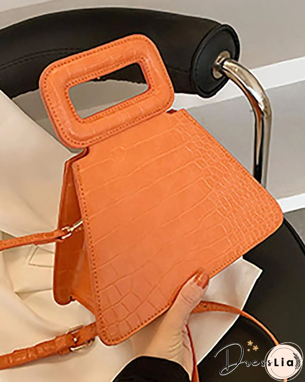 Croc Embossed Satchel Bag