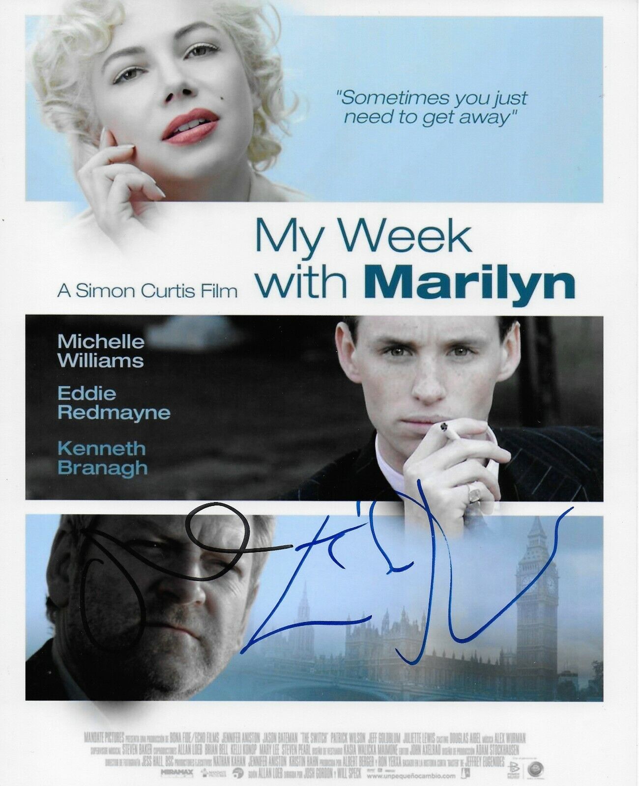 Michelle Williams Eddie Redmayne My Week with...Original Autographed 8X10 Photo Poster painting