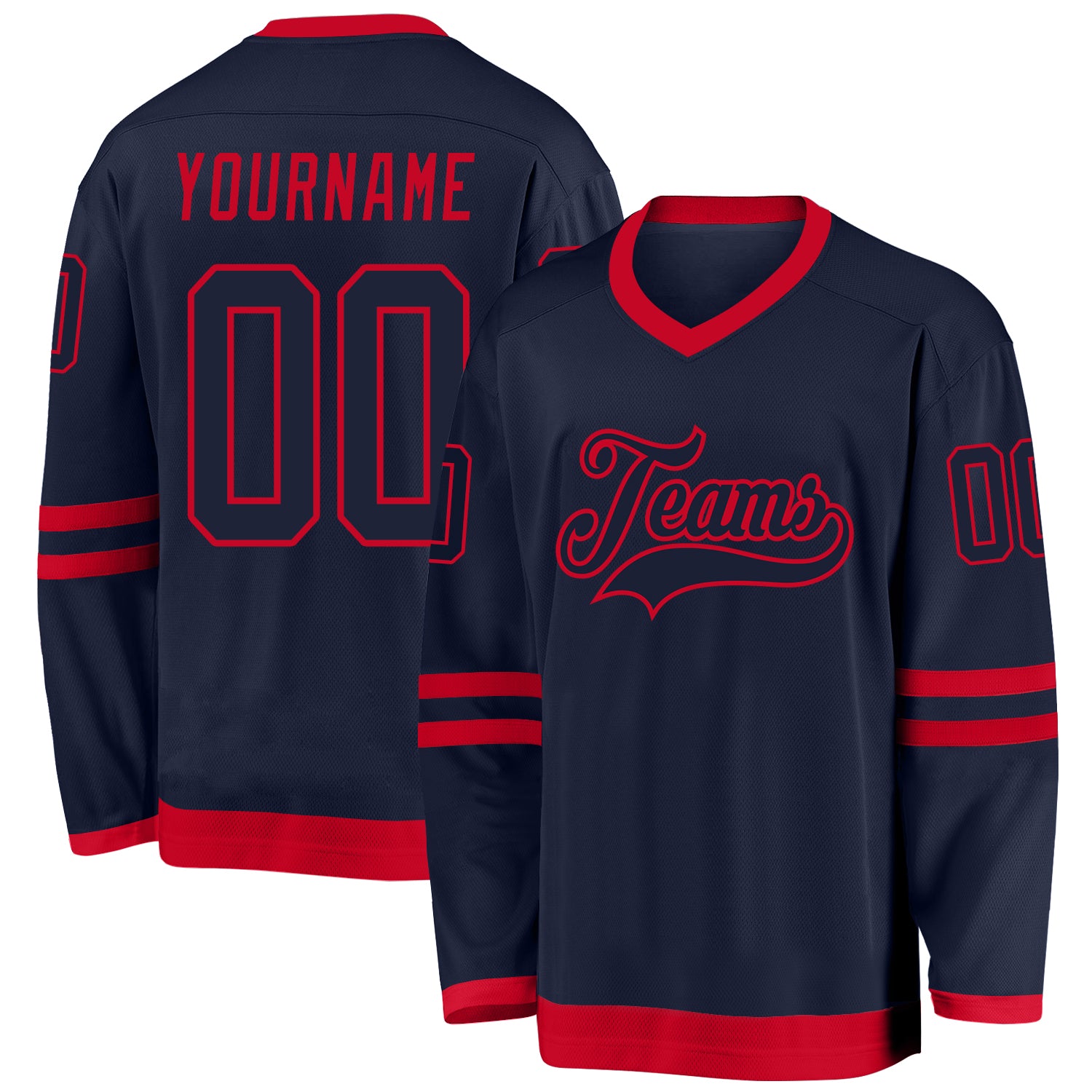 Custom Navy Navy-Red Hockey Jersey | captainssportss.com