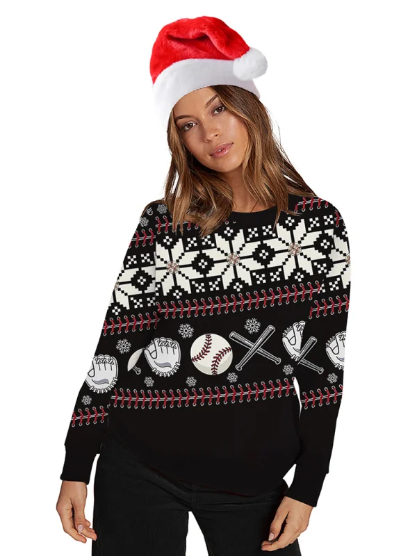 Christmas Pullover Long Sleeve Sweater Top Flusfy