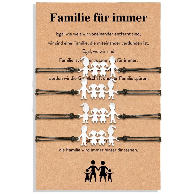 Kettenmachen Familie für immer Armbänder Set-Papa & 2 Töchter & Mama-Geschenk mit Nachrichtenkarte