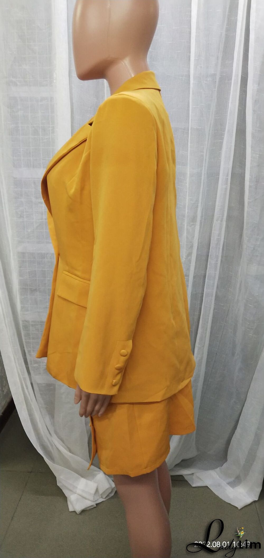 Solid Color Suit Blazer Coat Skirt Two Piece