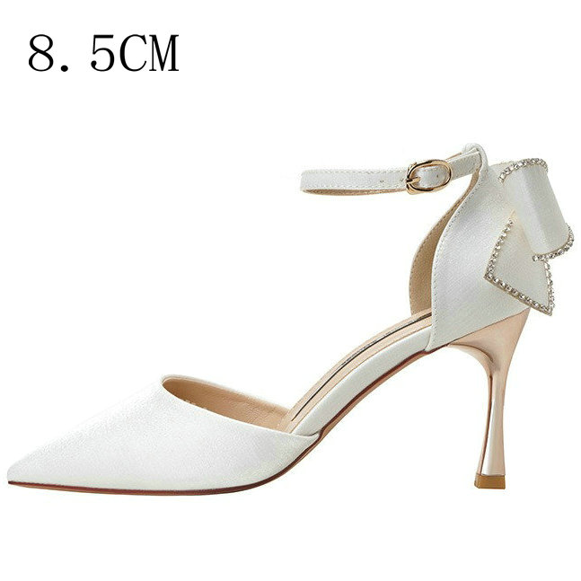 Sportzties college outfits 2025 Star style Women Satin Pumps Fashion Rhinestones Stiletto High heels Party Shoes Summer Butterfly-knot Wedding Shoes Shoes