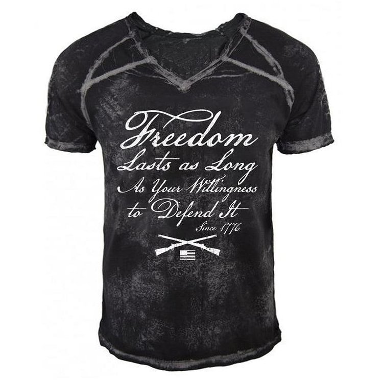 Mens Retro Outdoor Freedom Print T-Shirt