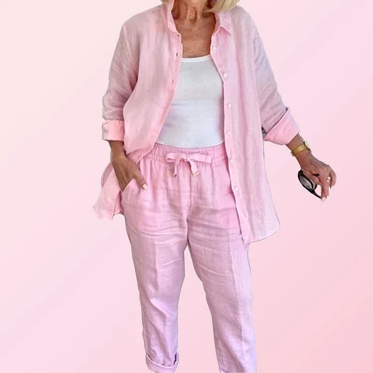 💃Summer Hot Sale 49%OFF🌸Women's cotton linen long sleeve blouse and pants set