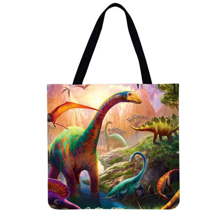 Linen Eco-friendly Tote Bag - Dinosaur