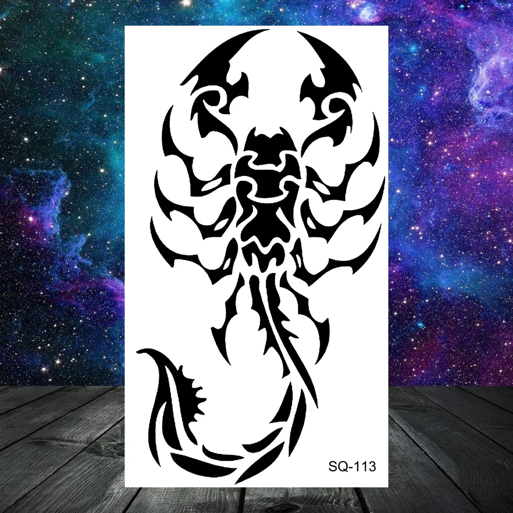 Sdrawing Seahorse Whale Temporary Tattoos For Women Men Cross Anchor Skeleton Thorns Elephant Fake Tattoo Fashion Tatoos Paper