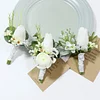 10PCS White Wedding Catering Bridal Groom Guests Corsage Boutonniere Wrist Artificial Flower Bouquets