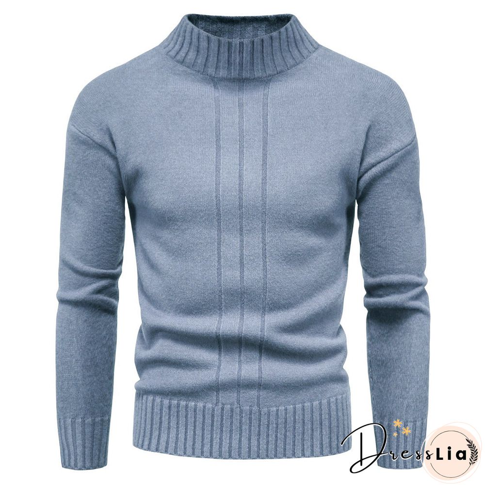 Half High Collar Casual Long Sleeve Men's Sweater