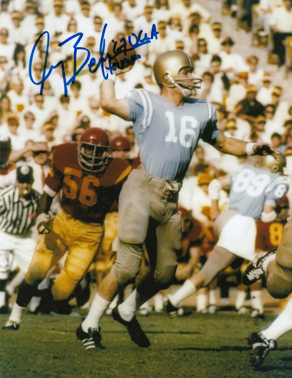 GARY BEBAN UCLA BRUINS HEISMAN 67 ACTION SIGNED 8x10 Photo Poster painting