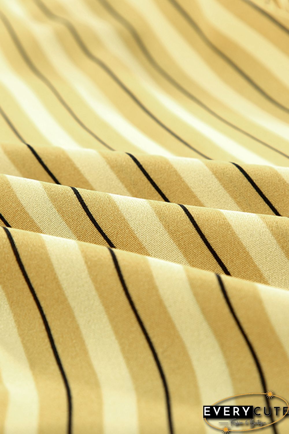 Yellow Striped Buttons Closure Long Sleeve Shirt