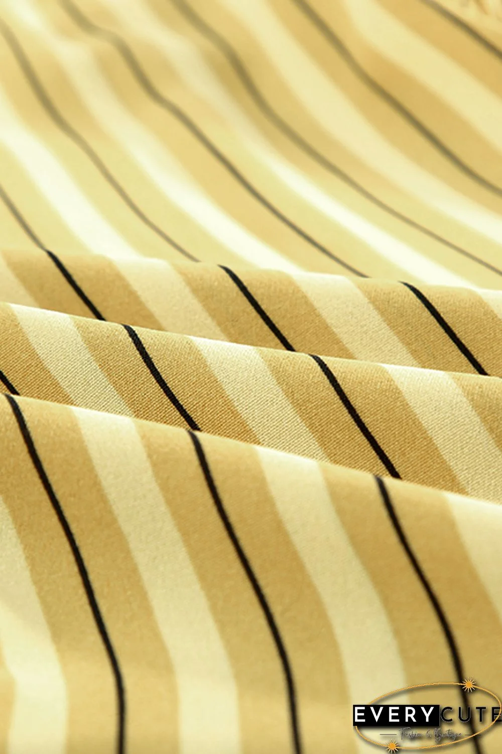 Yellow Striped Buttons Closure Long Sleeve Shirt