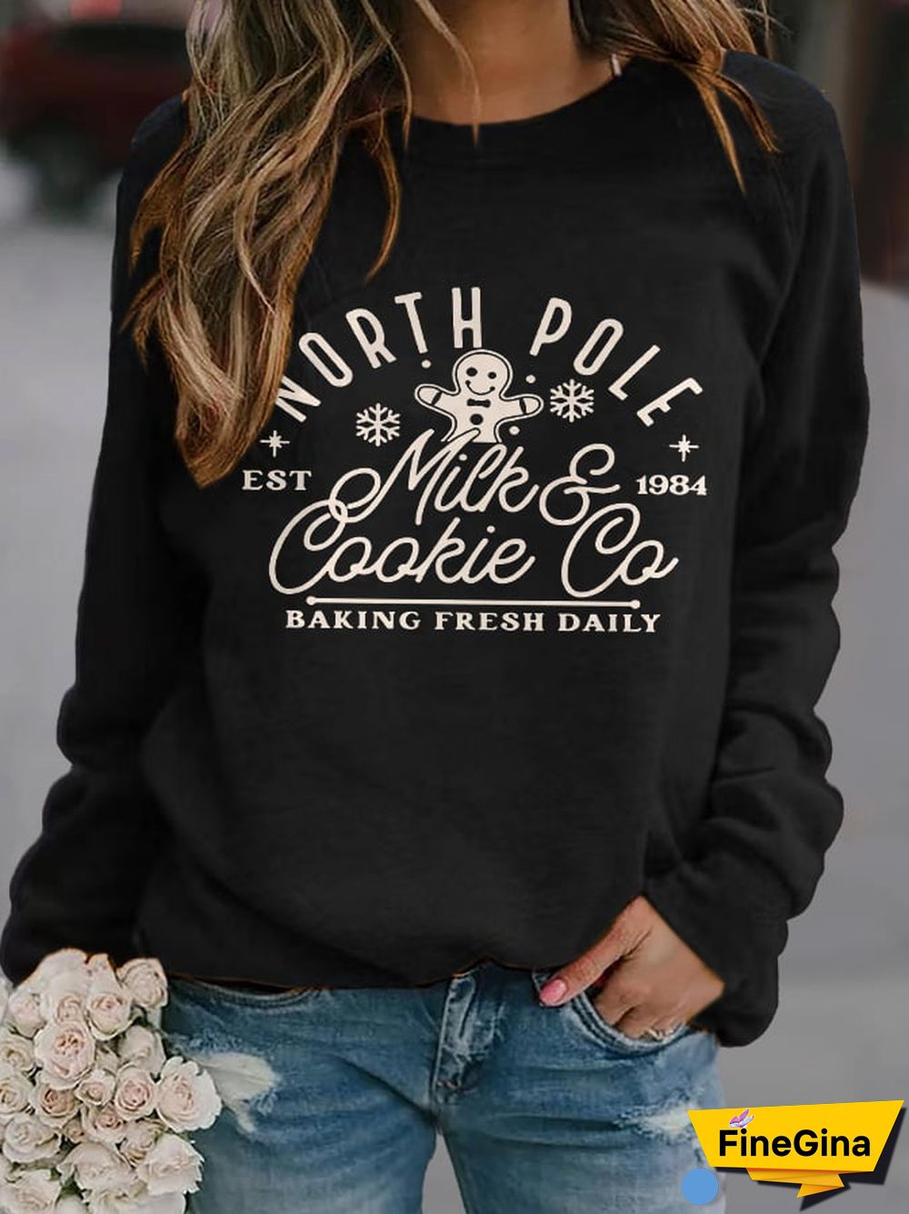 Casual Christmas Print Long Sleeve Sweatshirt