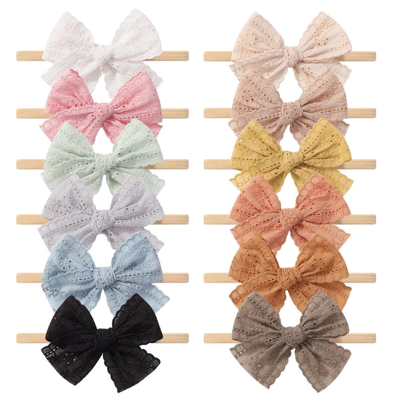 Baby Lace Hollow Soft Elasticity Traceless Hair Band Baby Bow Headband Princess Hair Accessories 3674