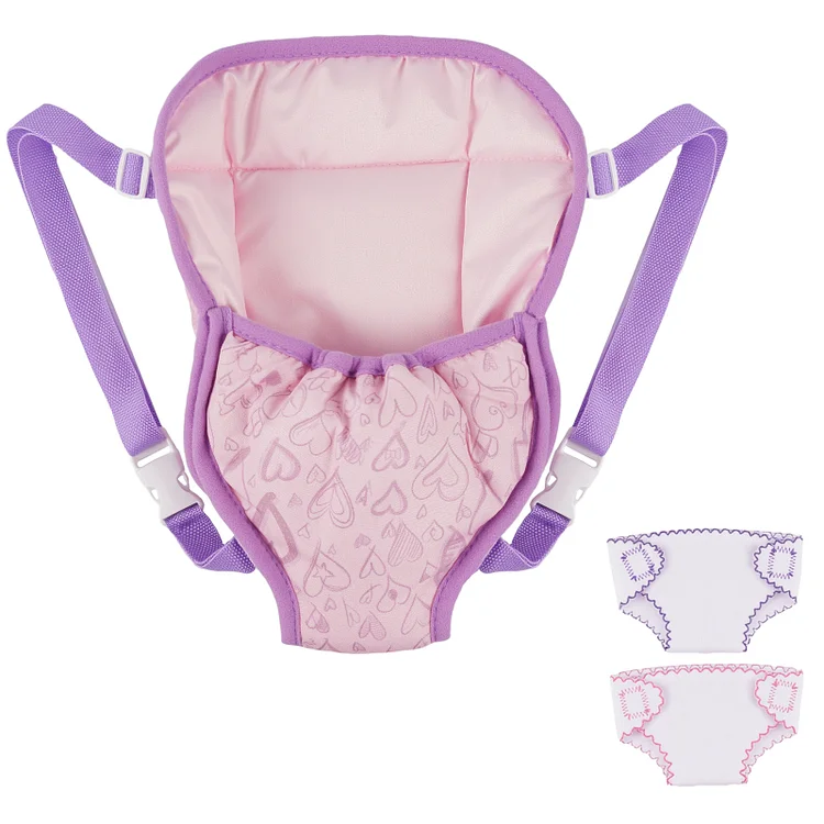 Babeside 17" - 22" Reborn Baby Dolls Purple Peach Heart Back Carrier