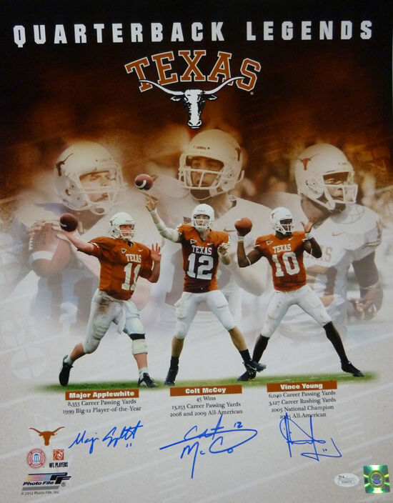 Applewhite Young Mccoy Signed Texas 16x Framed JSA Vince Colt Major Autograph