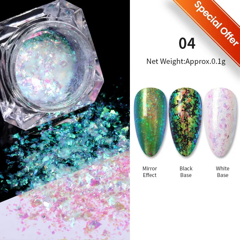 Aluminum Foil Sequins For Nails Gold Silver Irregular Glitter Flakes Mirror Chrome Powder Manicures Winter Decorations Tools-Nail Inspo