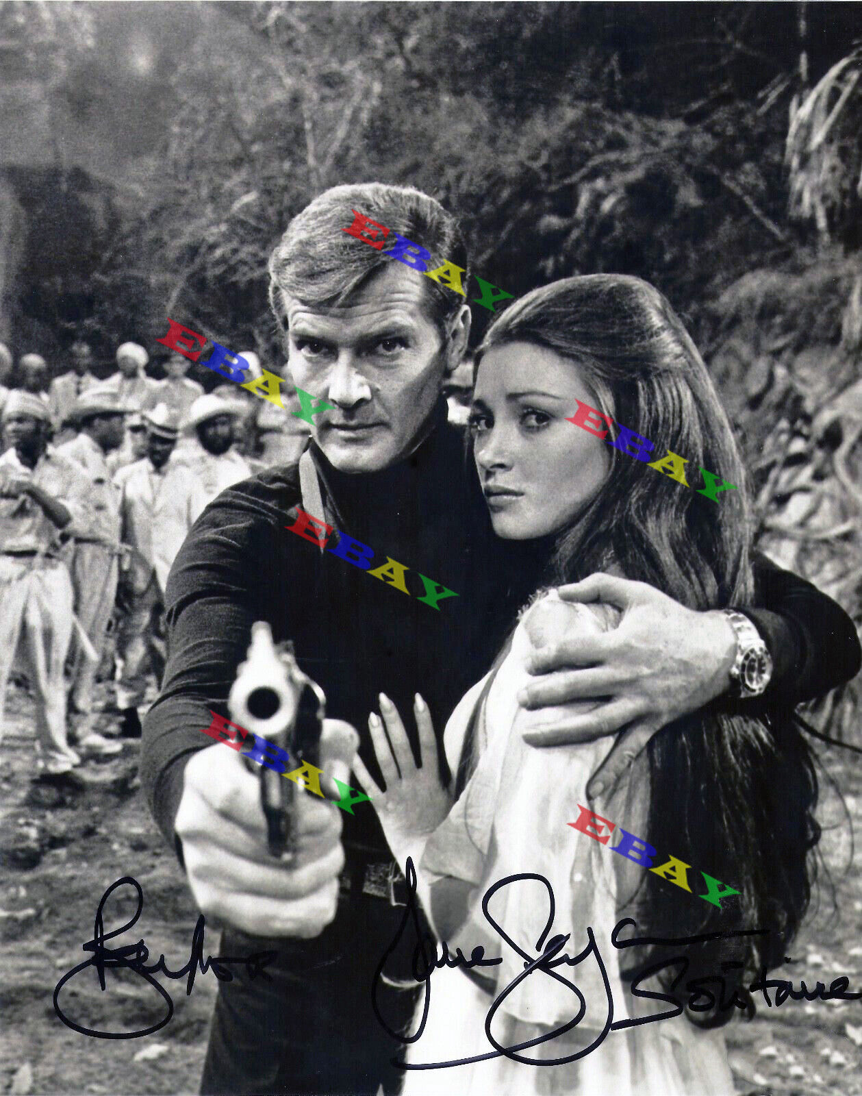 ROGER MOORE & JANE SEYMOUR Autographed Signed 8x10 Photo Poster painting Reprint