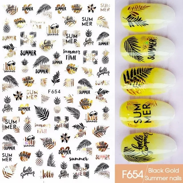 1pcs Black Coconut Tree 3D Nail Sticker Summer Ocean Palm Series Transfer Sticker nail decal DIY Nail Decoration 2021 newest-Nail Inspo