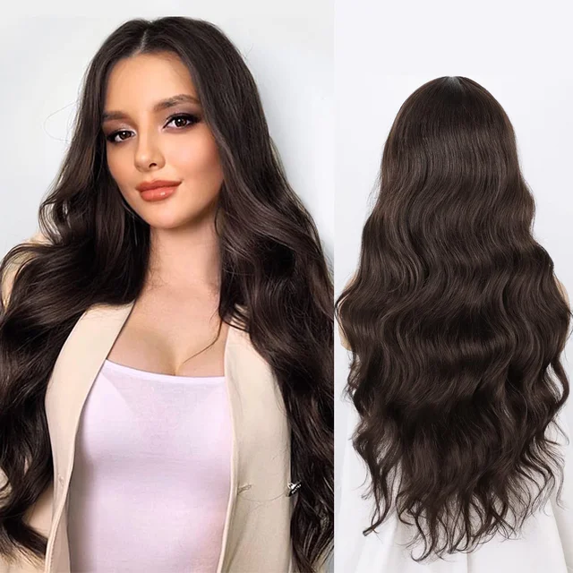 Jewtribute Hair®|Long Body Wave Black Wigs Middle Part Orange