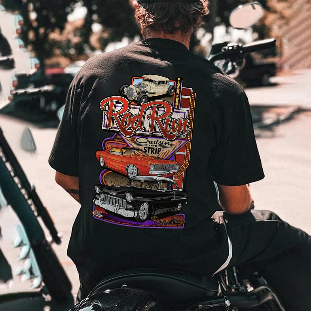 ROD RUN CRUISIN THE STRIP Classic Car Print Men's T-shirt