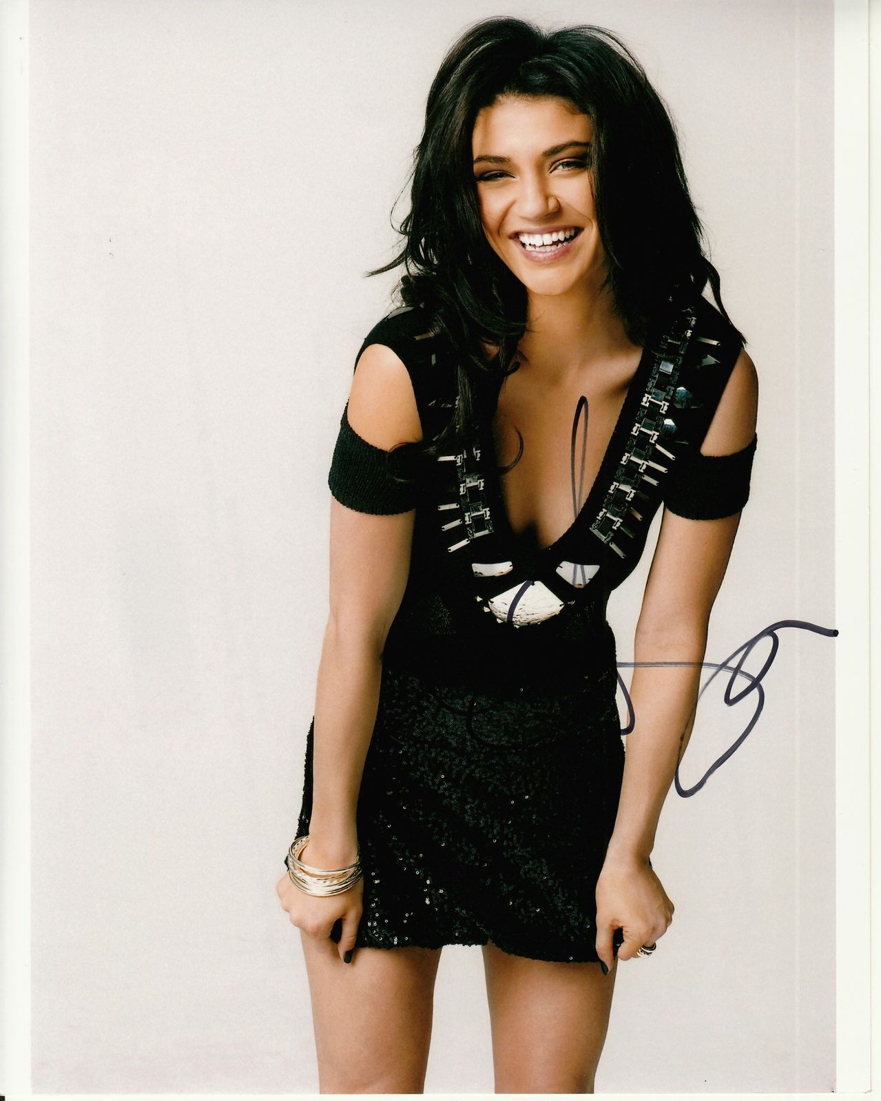 JESSICA SZOHR hand-signed SEXY CLEAVAGE BLACK DRESS 8x10 closeup w/ UACC RD COA