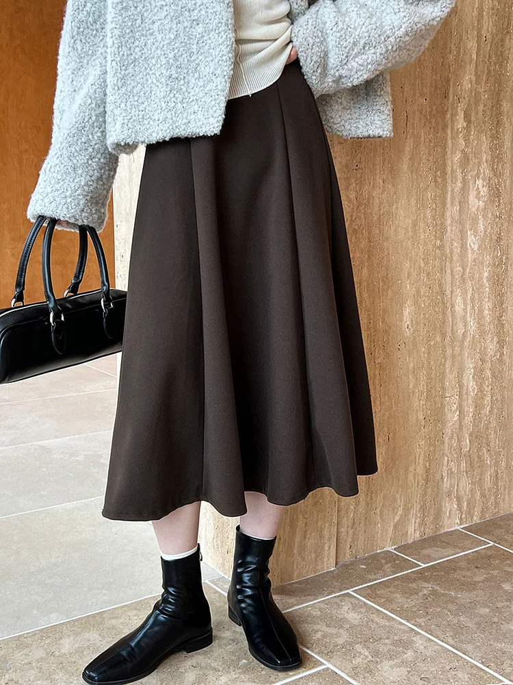 Classic Solid Color High Waist Skirt