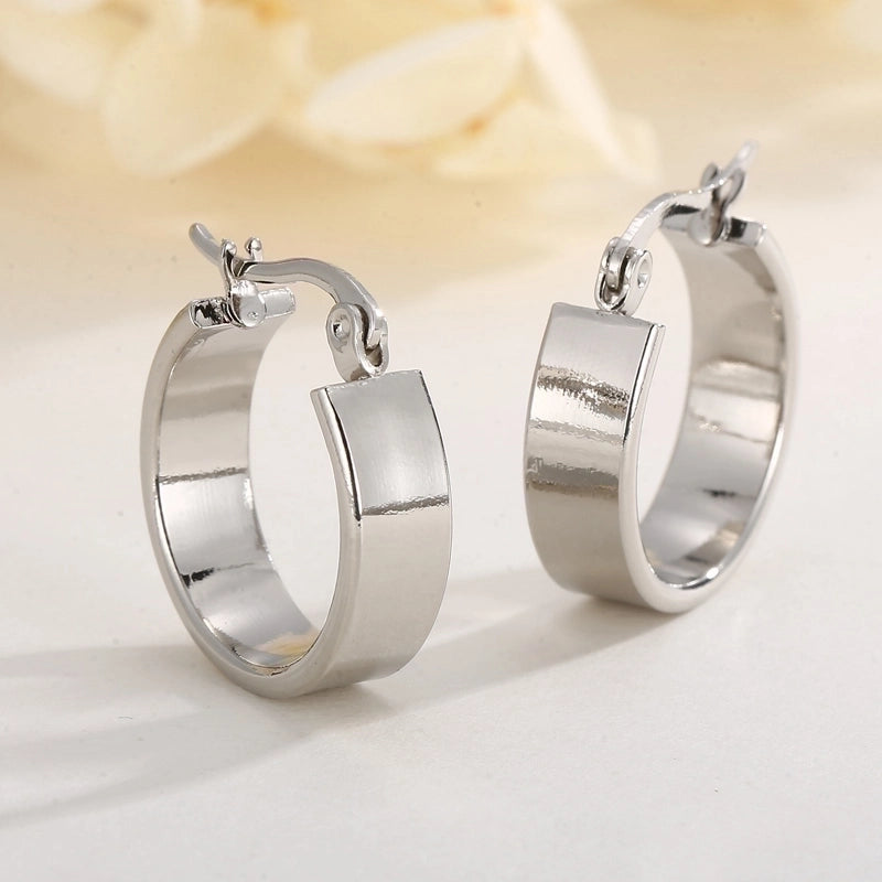 1 Pair Retro Streetwear Solid Color Plating Stainless Steel 18K Gold Plated Hoop Earrings3