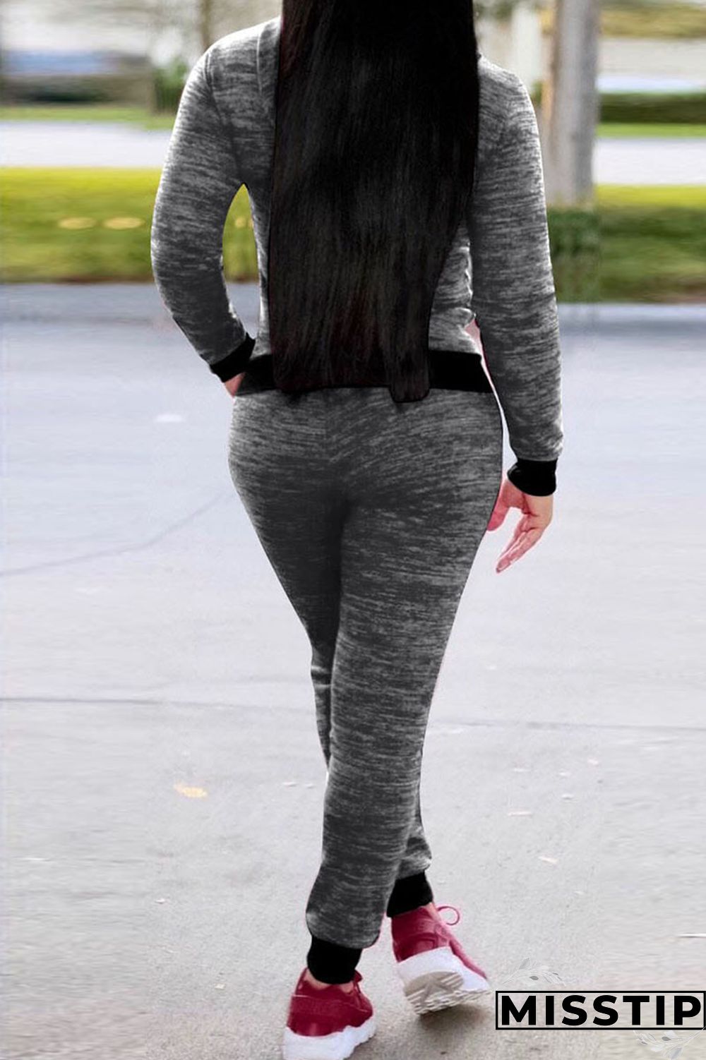 Blue Casual Sportswear Letter Print Patchwork Hooded Collar Long Sleeve Two Pieces