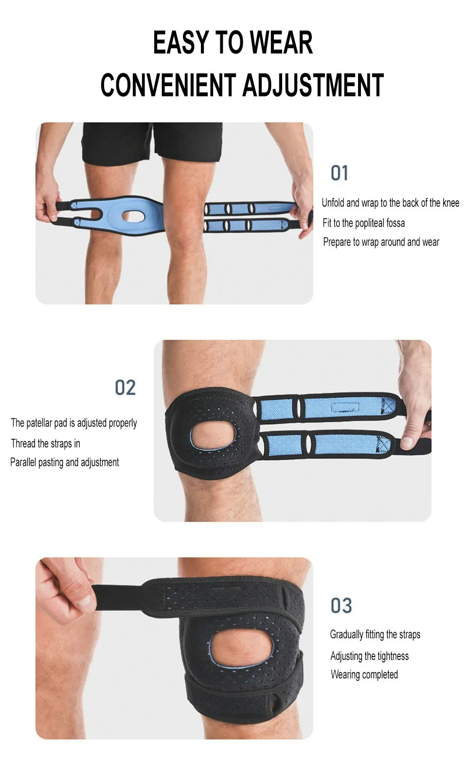 Tegooe Tegooe Patella Knee Brace 1pc - Adjustable Compression Support for Sports Exercise Men Women