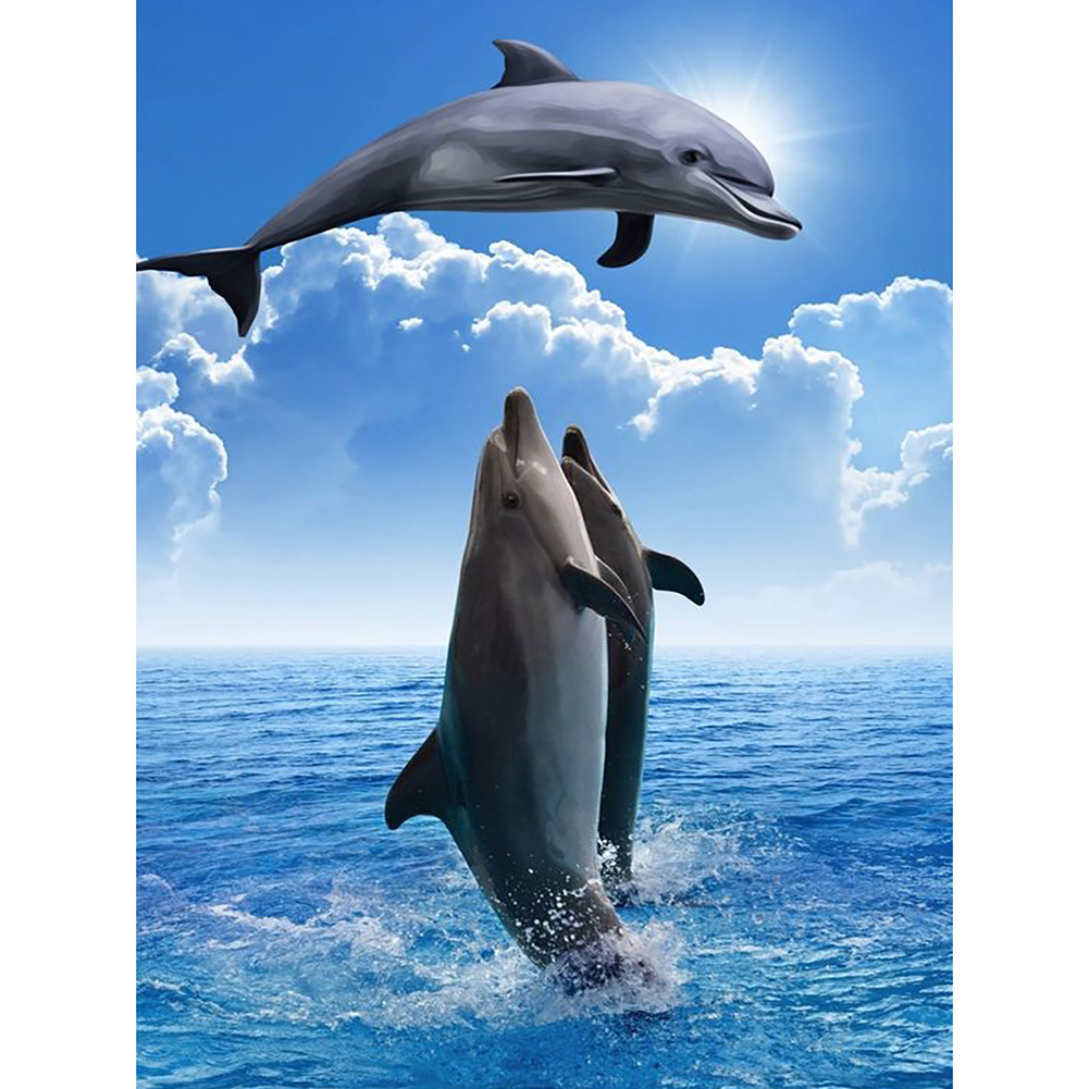 

30*40CM - Round Drill Diamond Painting - Dolphin, 501 Original