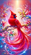 Luxury AB Velvet Diamond Painting Kit - Enchanted Red Cardinal