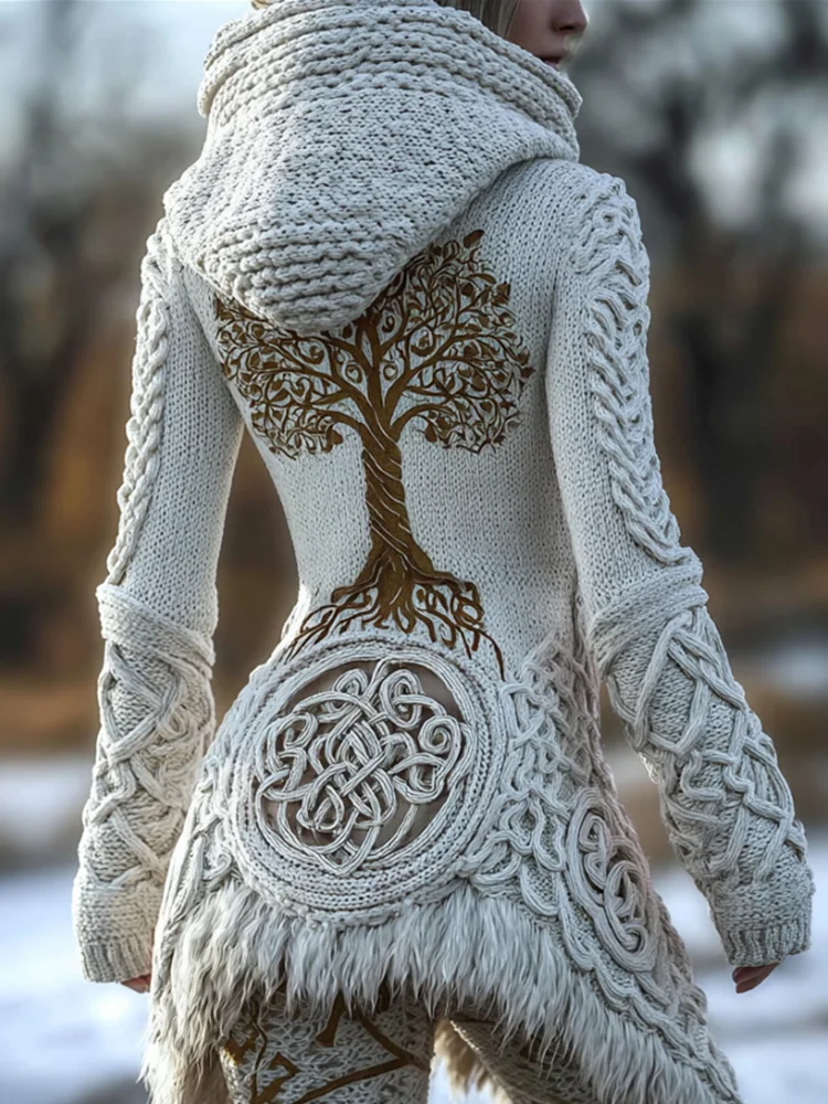 Viking Tree Of Life Celtic Knot Warm Hooded Sweater