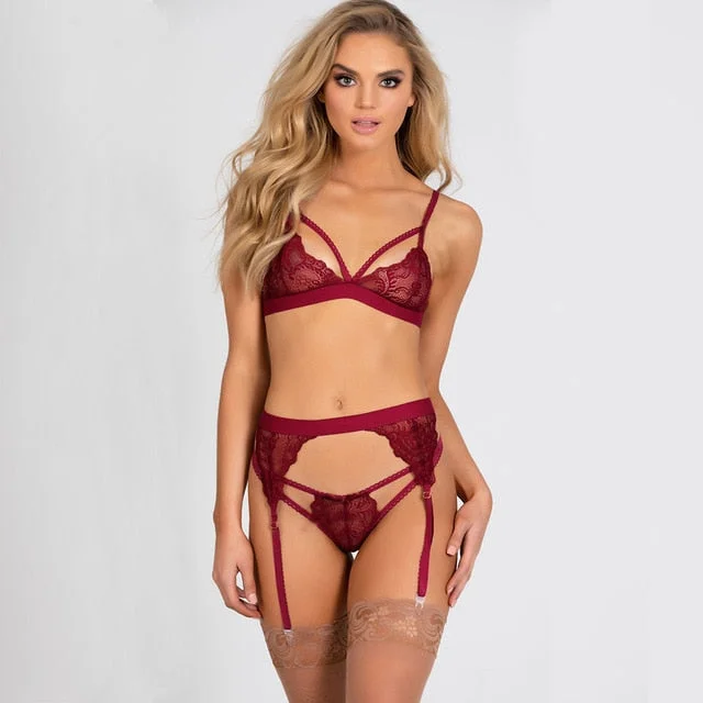 Set Sexy Underwear Crop Bodysuit