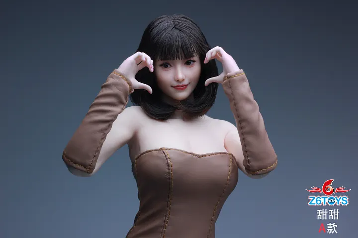 Z6TOYS 1/6 Asian Female Head Sculpture with Movable Eyes and a