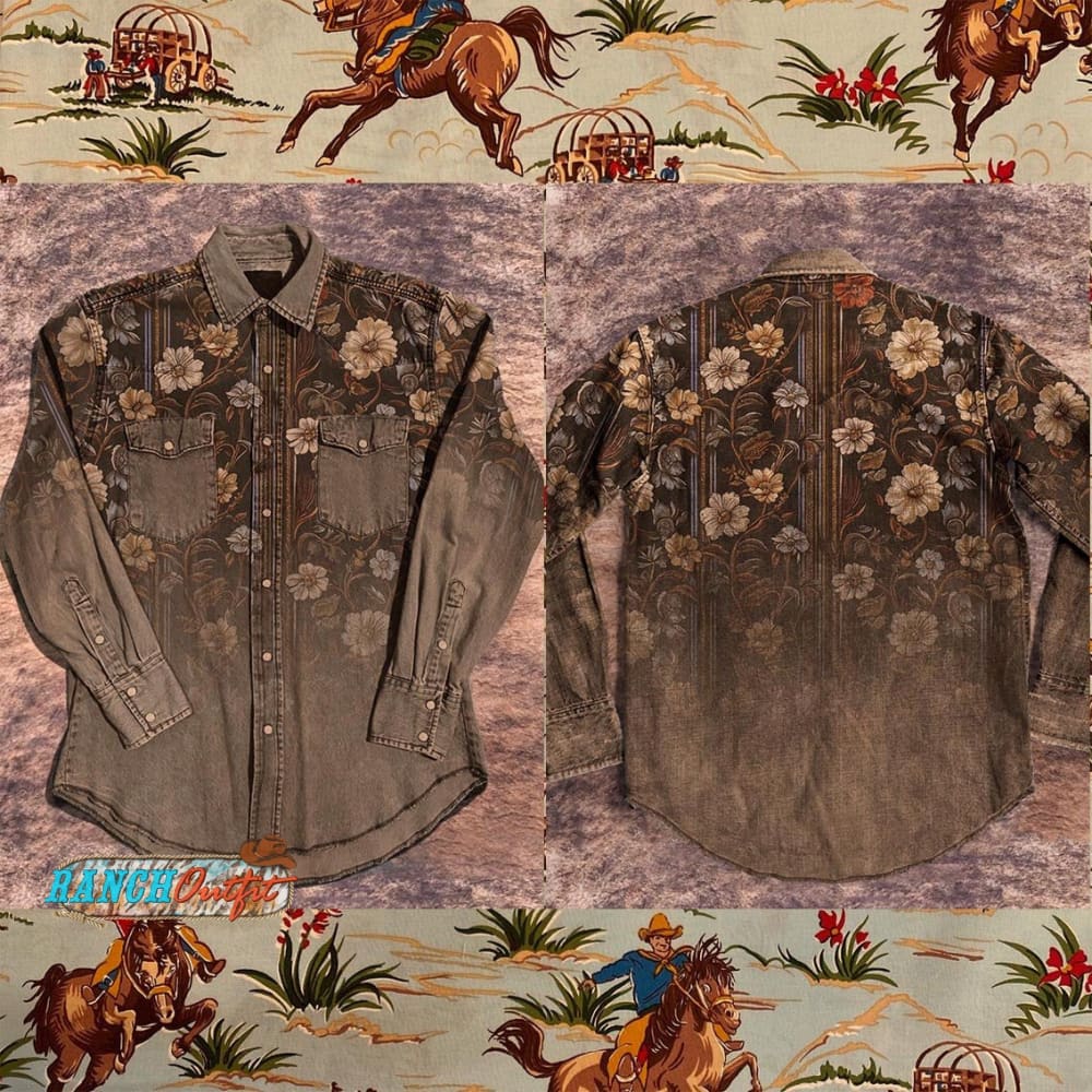 Vintage Brown Flower Print Casual Shirt Multicolor / S