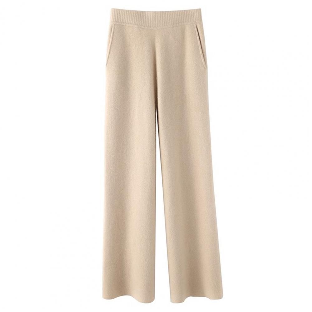 Huerhs Women Pants Elastic High Waist Loose Wide Leg Pants Straight Casual Pockets Thin Lady Full Length Trousers Sweatpants