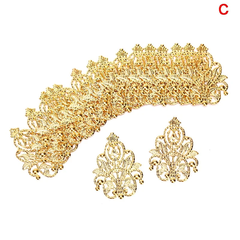 20pcs Wholesale Filigree crafts Hollow Embellishments Findings Jewelry Accessories Bronze Tone ornaments 35mm