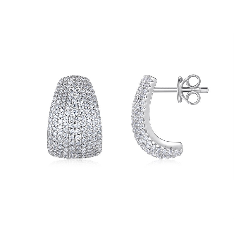 Pavé Moissanite Huggie Earrings White Gold