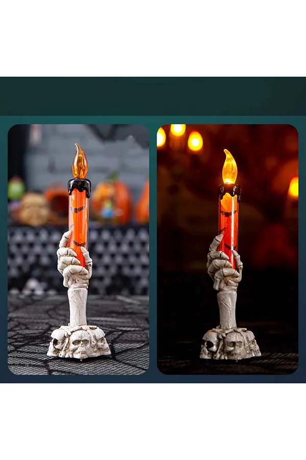 Skull Skeleton Halloween Candles LED Light Decor Prop-elleschic