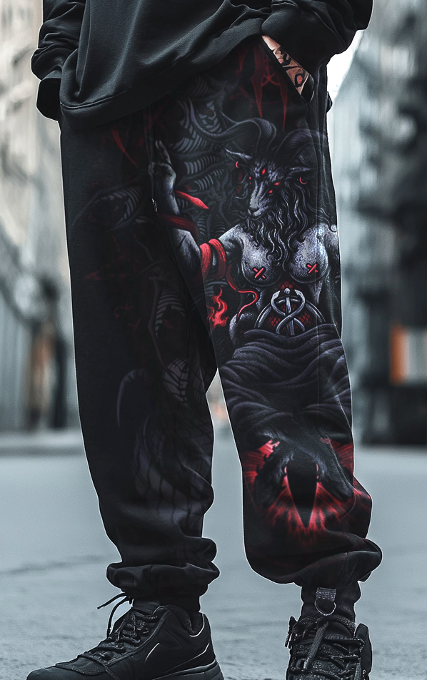 Art Print Track Pants Satanic Devil Goat Totem Unisex Casual Sweatpants