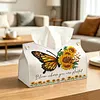 Diamond Painting PU Butterfly and Sunflower Tissue Box Tissue Holder
