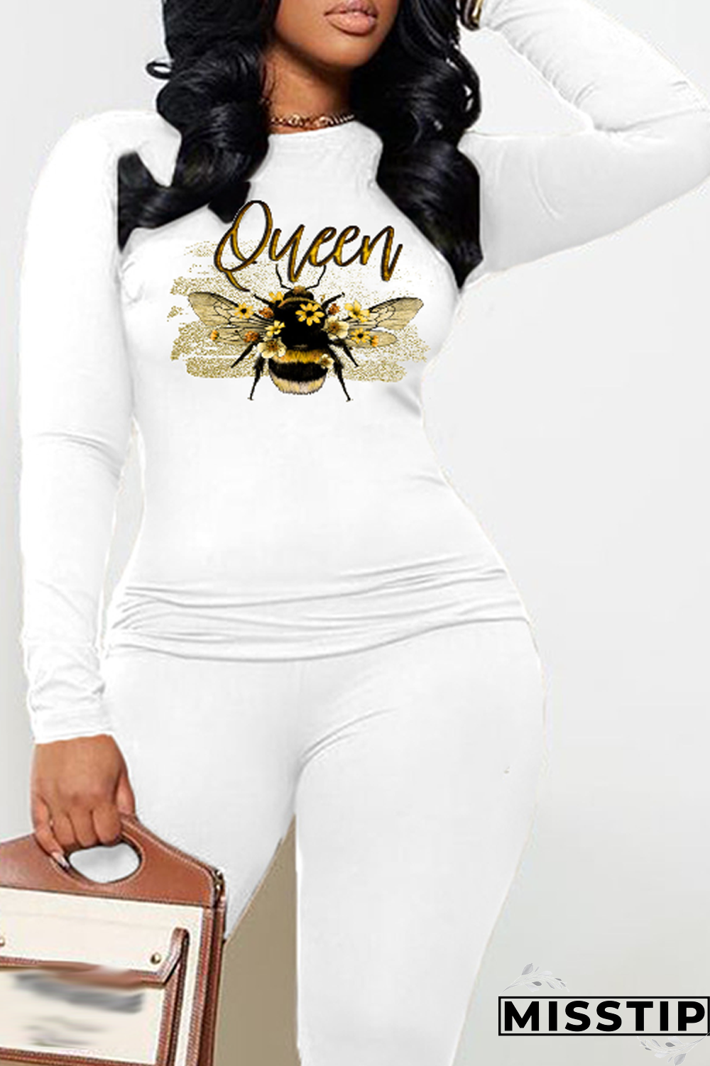 White Street Print Patchwork O Neck Tops