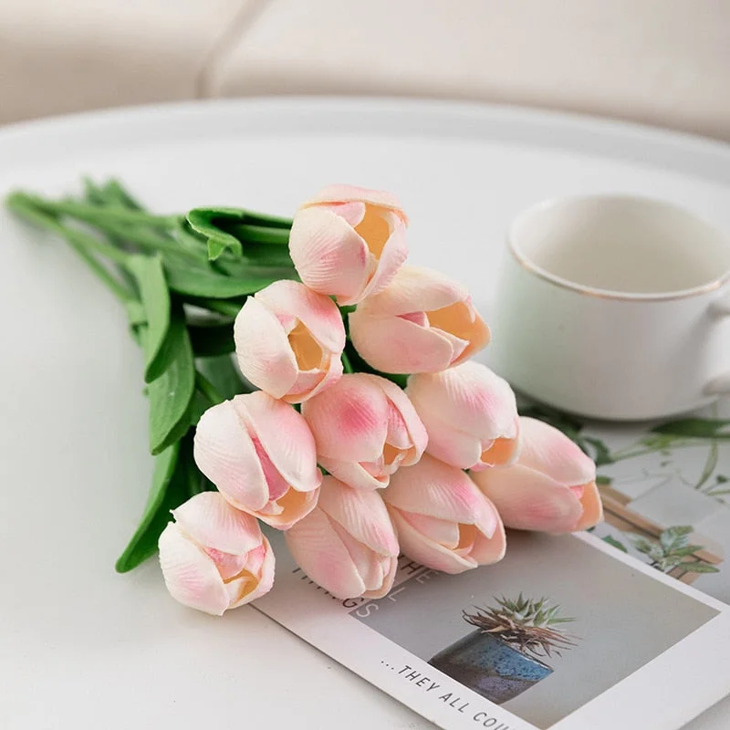 10PCS Tulip Artificial Flowers Real Touch Party Valentine's Day Artificial Bouquet Garden Home Wedding Decoration Fack Flower