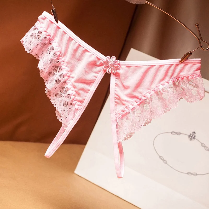 Ladies underwear split ends free temptation lace thong low waist sexy hot transparent sexy underwear G-String