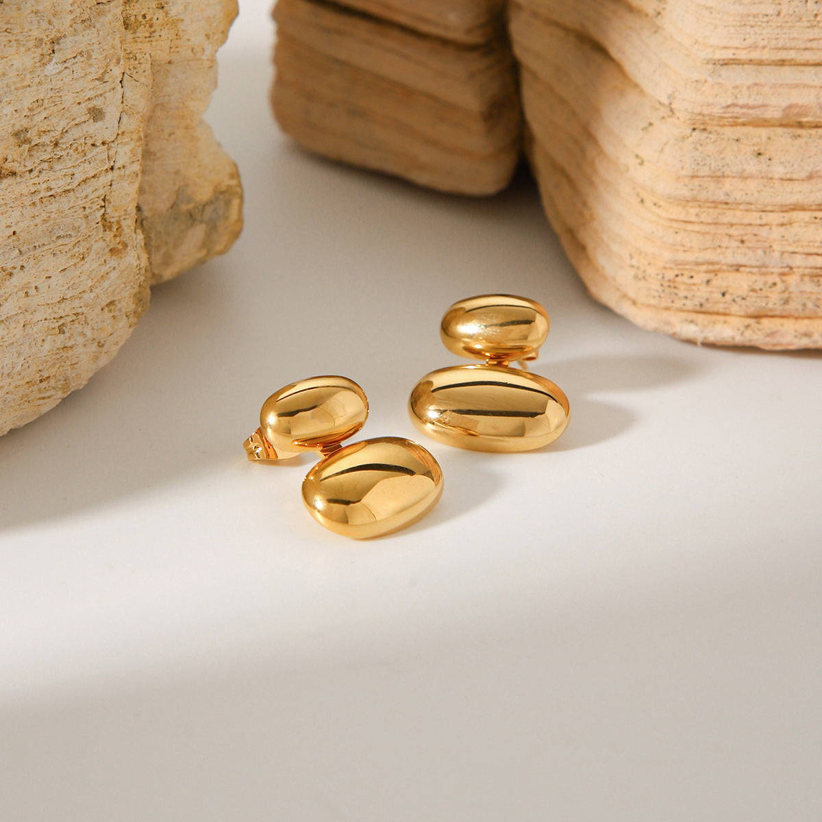 IG Style Ellipse Geometric Stainless Steel Electroplating Earrings